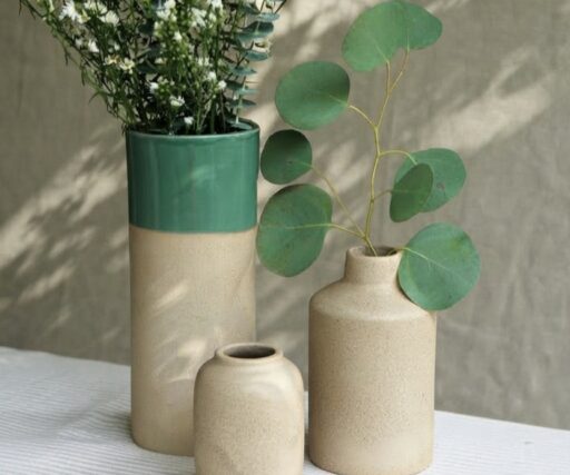 Vase Brume Cylindre H 22,5 CM Ø 9 CM - Emeraude/Grès