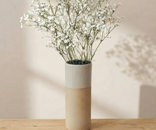 Vase Brume Cylindre H 22,5 CM Ø 9 CM - Naturel/Grès