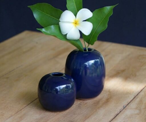 Vase Brume Ovale H 12 CM Ø 9,8 CM - Bleu de Minuit