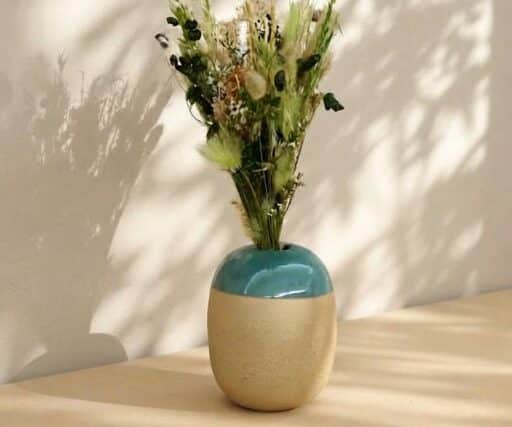 Vase Brume Ovale H 12 CM Ø 9,8 CM - Emeraude/Grès