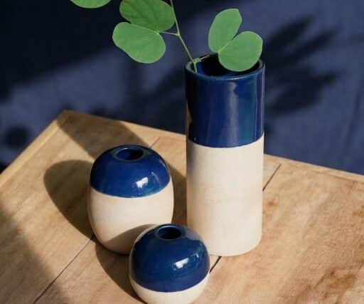 Vase Brume Rond S Ø8,5 CM / H8 CM - Bleu de minuit/Grès