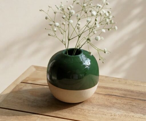 Vase Brume Rond S Ø8,5 CM / H8 CM - Vert Sapin/Grès