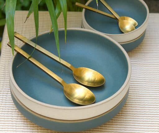 Assiette creuse Calisto Ø21 CM - Crème/bleu