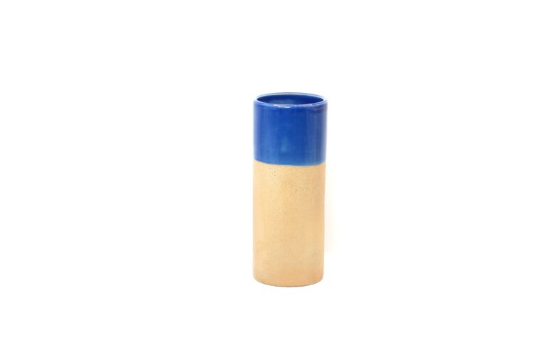 Vase Brume Cylindre H 22,5 CM Ø 9 CM - Bleu Clair/Grès