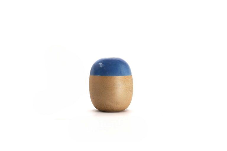 Vase Brume Ovale H 12 CM Ø 9,8 CM - Bleu Clair/Grès