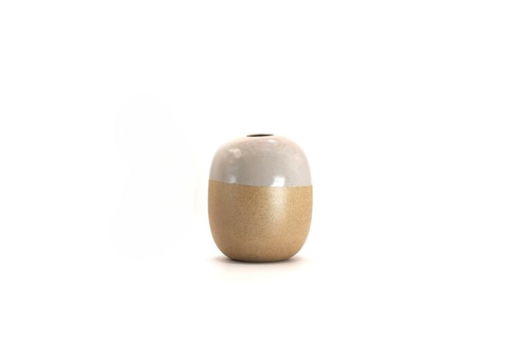 Vase Brume Ovale H 12 CM Ø 9,8 CM - Rose Poudre/Grès