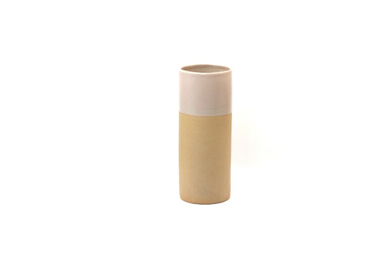 Vase Brume Cylindre H 22,5 CM Ø 9 CM - Rose Poudre/Grès