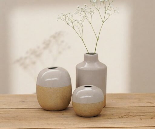 Vase Brume Flacon H 15 CM Ø 8,8 CM - Rose Poudre/Grès